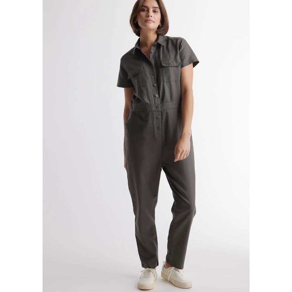 Quince Women’s Cotton Linen Twill Short Sleeve Coverall Jumpsuit xl (16)utility